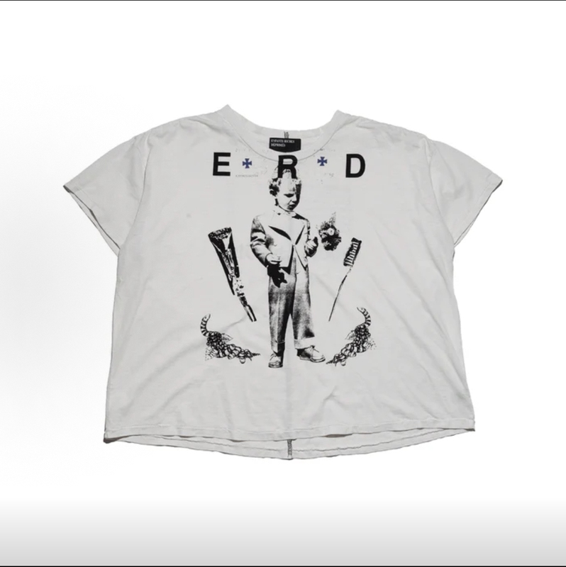 Li Shengjun's Same Style Non-Erd (Likely Referring to a Specific Brand or Style) Melancholic Rich Second-Generation Holy Toothbrush Little Boy Print Cross Short-Sleeve T-Shirt