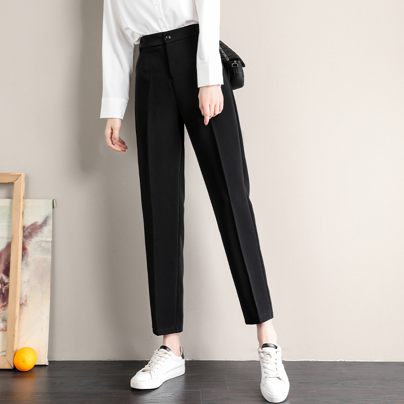 Petite Black Suit Pants for Women, Summer Thin Ice Silk Straight-Leg Trousers, 2026 New Spring and Autumn Cigarette Pants