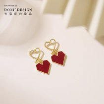 Bridal jewelry bridesmaid double happiness earrings red earrings festive wedding earrings retro Chinese style ladies wedding dress