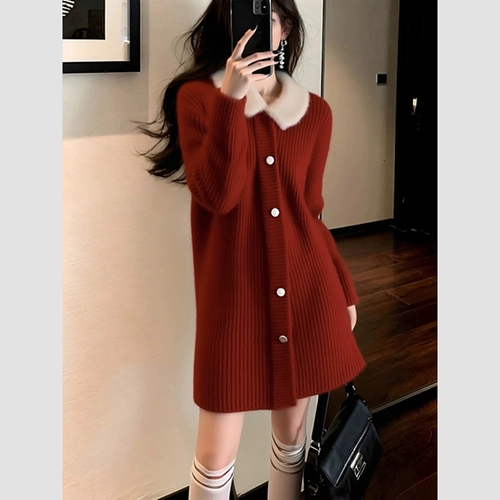 Ретро модное красное весеннее трикотажное платье, свадебное платье, юбка, изысканный стиль, яркий броский стиль