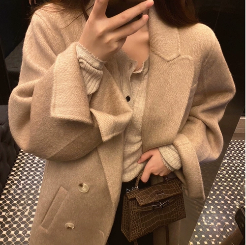 Шерстяное зимнее длинное шерстяное пальто, куртка, популярно в интернете, изысканный стиль