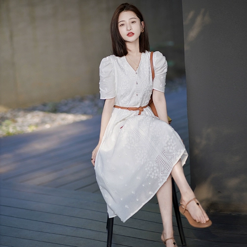 Летняя одежда, элитная элегантная дизайнерская юбка, белое кружевное платье, коллекция 2022