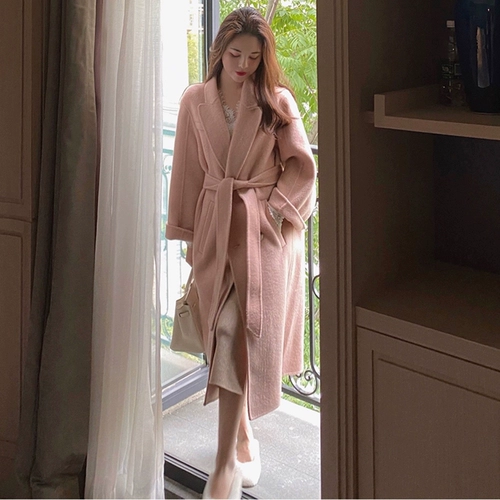 Шерстяное зимнее длинное шерстяное пальто, куртка, популярно в интернете, изысканный стиль