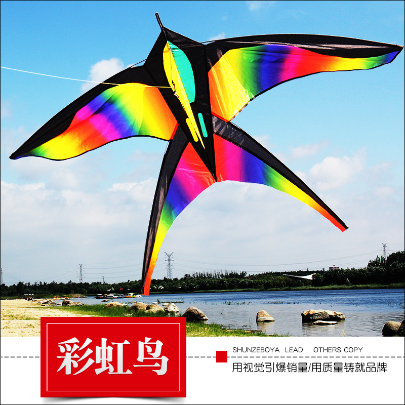 2022 New Weifang Rainbow Bird Discoloration Swallow Breeze Easy Fly Swallow Adult Kids Beginner Kite