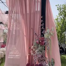 Pink bean paste color leather pink purple slightly transparent drape wedding wedding festival scene layout fabric gauze manbuman