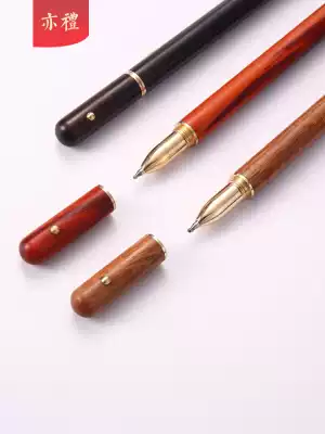 Customized lettering red wood metal signature pen brass Wood gel pen high-grade Business Men's pen gift for students