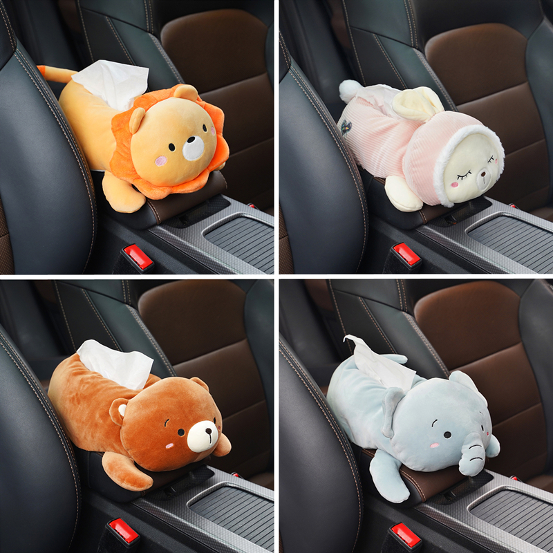 Creative On-board Armrest Box Paper Towel Box Drawing Cartoon Cute Car Pumping Cardboard Box Hanging Interior Decoration Supplies Great-Taobao
