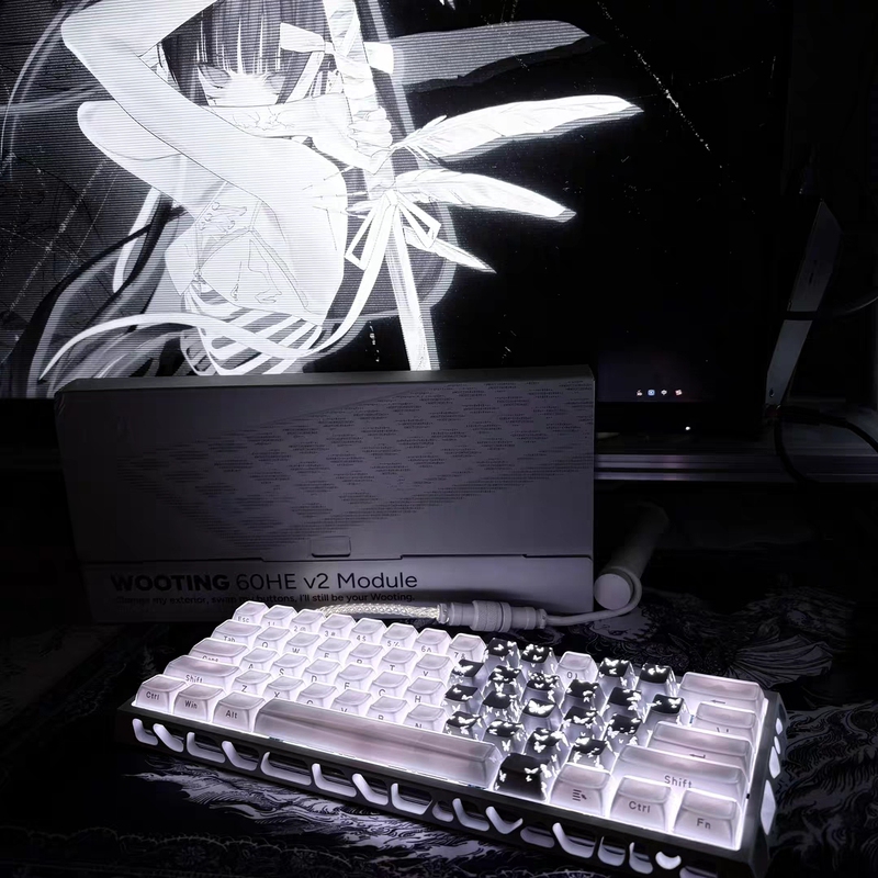 【Wooting60Hev2 Fully Customized Keyboard Genuine Product】Hollow Crystal Fully Customized Top-End Magnetic Switches Brand New