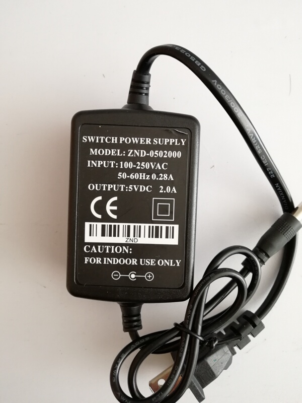 Original 5V2A Power Adapter Znd-0502000 Optical Fiber Transceiver Monitoring Switching Power Supply Video Optical Terminal
