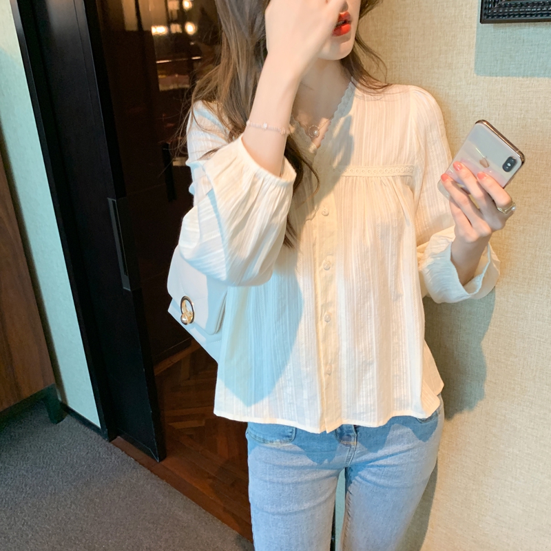Spring lace shirt, long-sleeve, 2021 years, lace dress, suitable for teen Spring lace shirt, long-sleeve, 2021 years, lace dress, suitable for teen
