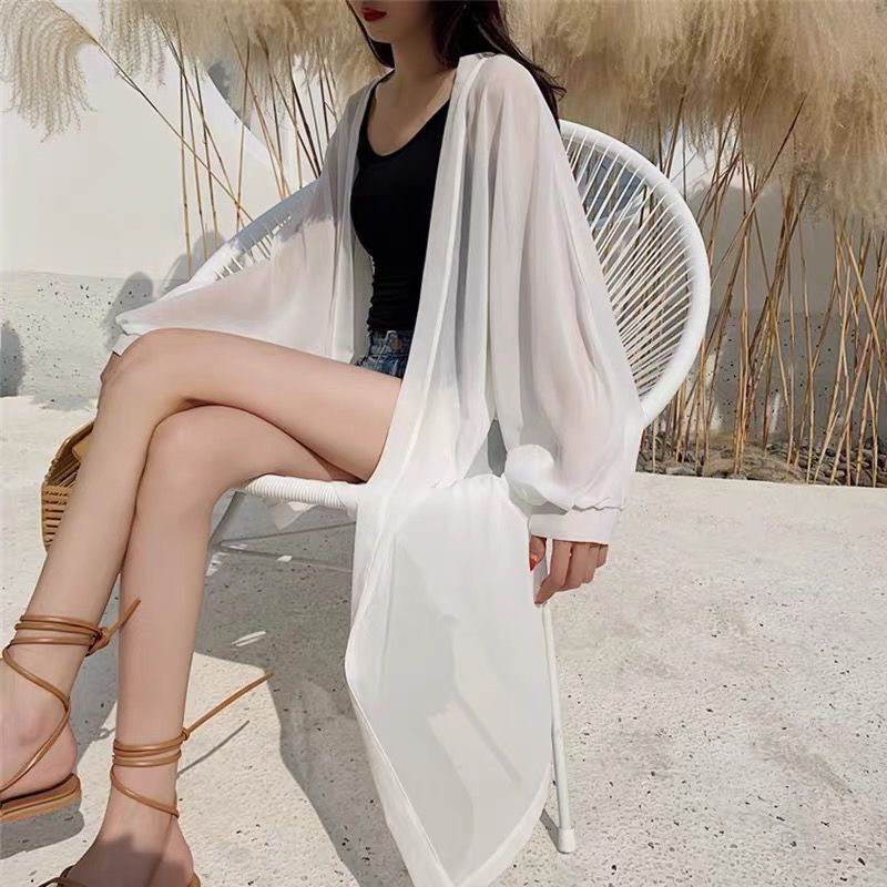 2025 New Summer Long Chiffon Cardigan Coat Fairy Shawl Long-Sleeved Sun Protection Shirt Lantern Sleeve Sun Protection Clothing for Women 2025 New Summer Long Chiffon Cardigan Coat Fairy Shawl Long-Sleeved Sun Protection Shirt Lantern Sleeve Sun Protection Clothing for Women