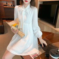 Autumn French gentle age-reducing super fairy white chiffon first love dress feminine slimming sweet princess skirt