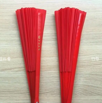 Martial arts practice morning practice performance red yellow red bamboo bone Tai Chi kung fu chic color fan fan magnolia fan