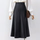 Black leather skirt women's 2021 new fashion high waist mid-length skirt autumn and winter is thin and versatile professional temperament