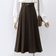 Coffee-colored woolen skirt women's autumn and winter small 2021 new high-waisted mid-length a-line large swing umbrella skirt is thin