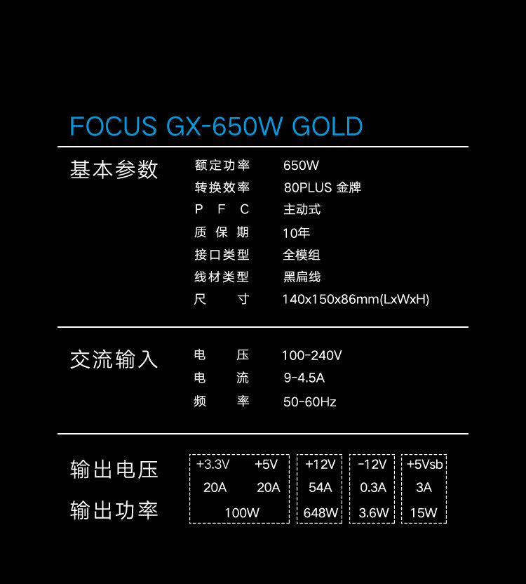 Электропитание для ПК 海韵电源core 650w金牌全模额定750w/850w/1000w电脑主机atx3.0 Seasonic