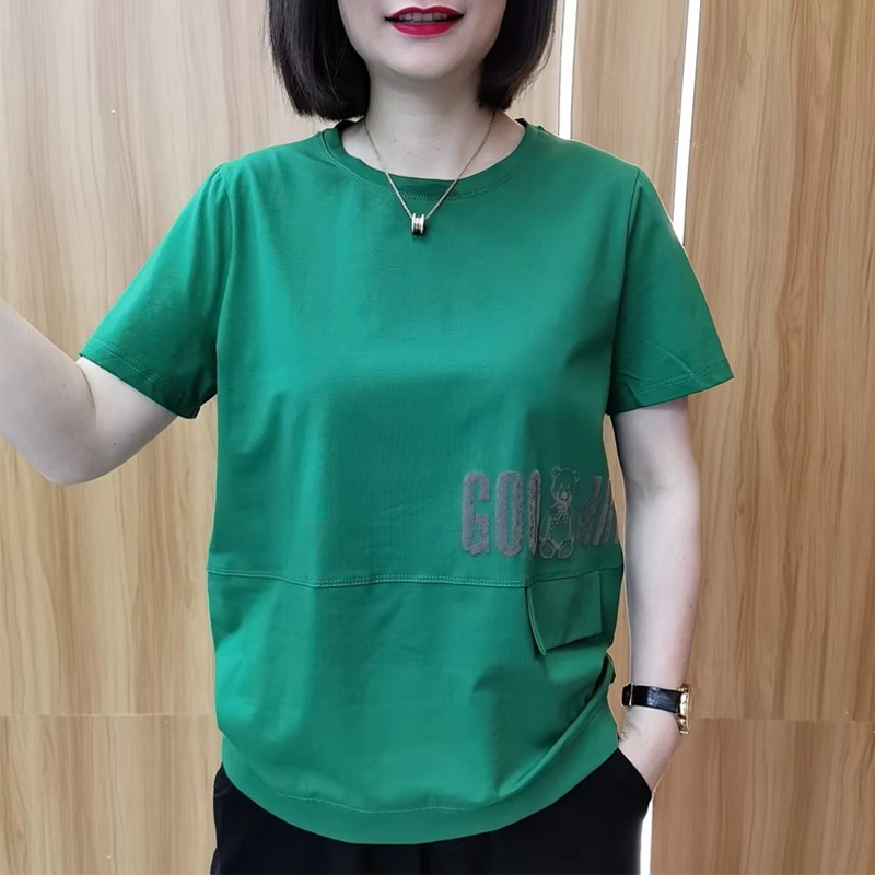 Mom's New Summer Short-Sleeved T-Shirt, Loose Shirt, Middle-Aged Women's Sweatshirt, Age-Reducing Pure Cotton Summer Style Shirt