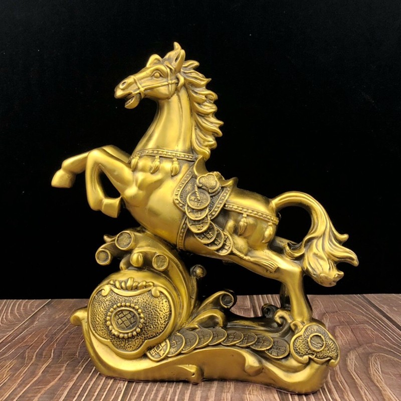 Antique pure copper Ruyi leap horse copper zodiac horse fortune feng shui copper home office shop bar decorations