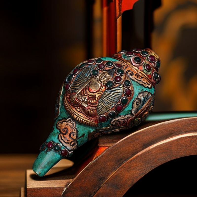 Nepal inlaid jewel painted sketching sea snail Home Book house Xuanguan Decorative Gift Office Swing Piece-Taobao