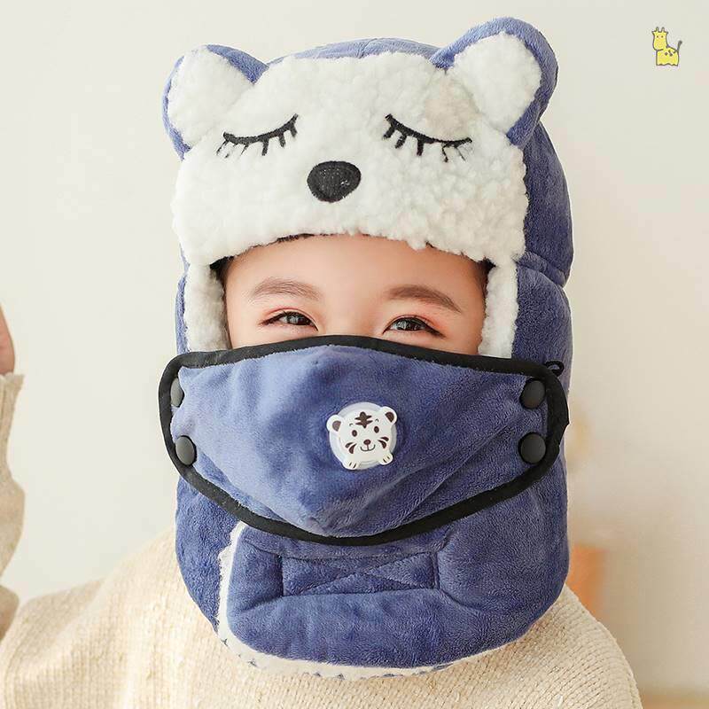 Children bicycling blocking wind caps Winter warmth Divine Instrumental Cap Children Autumn winter all over the body Thickened Windproof Girders