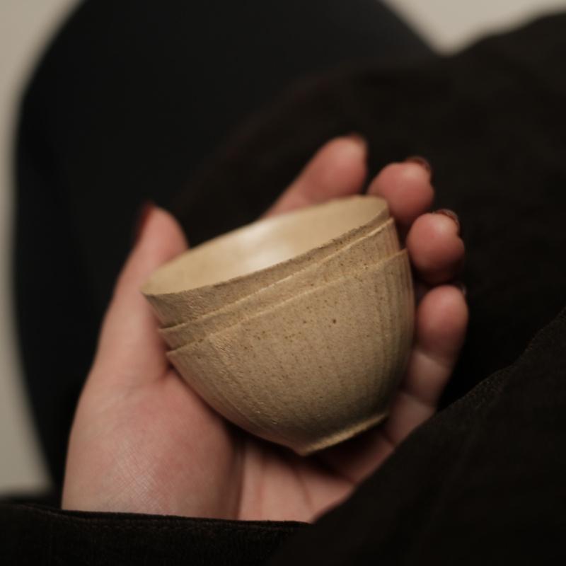   a Sleep Wang Zhexuan's Work Clay Cosmetics Clay Pattern Single Cup Hand-Printed Thin Tire Thick Glaze