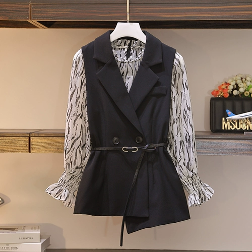 Жилет, рубашка, штаны, осенний модный комплект, 3 предмета, подходит для полных девушек, в западном стиле, по фигуре