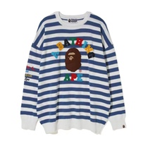 (Partly Domestic Spot) Snow State Sauce Bape womens Oleti Alphabet Ape head striped headcoat sweaters