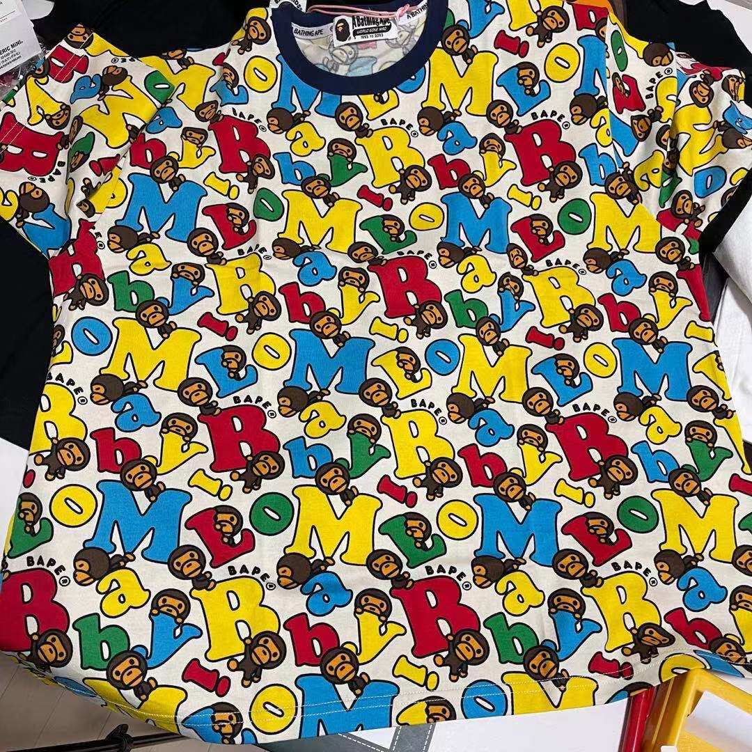 (Domestic Spot) Snow State Sauce Bape Lady Olet Soft Material Easy Letters Milo Full Printed Short Sleeve T-shirt