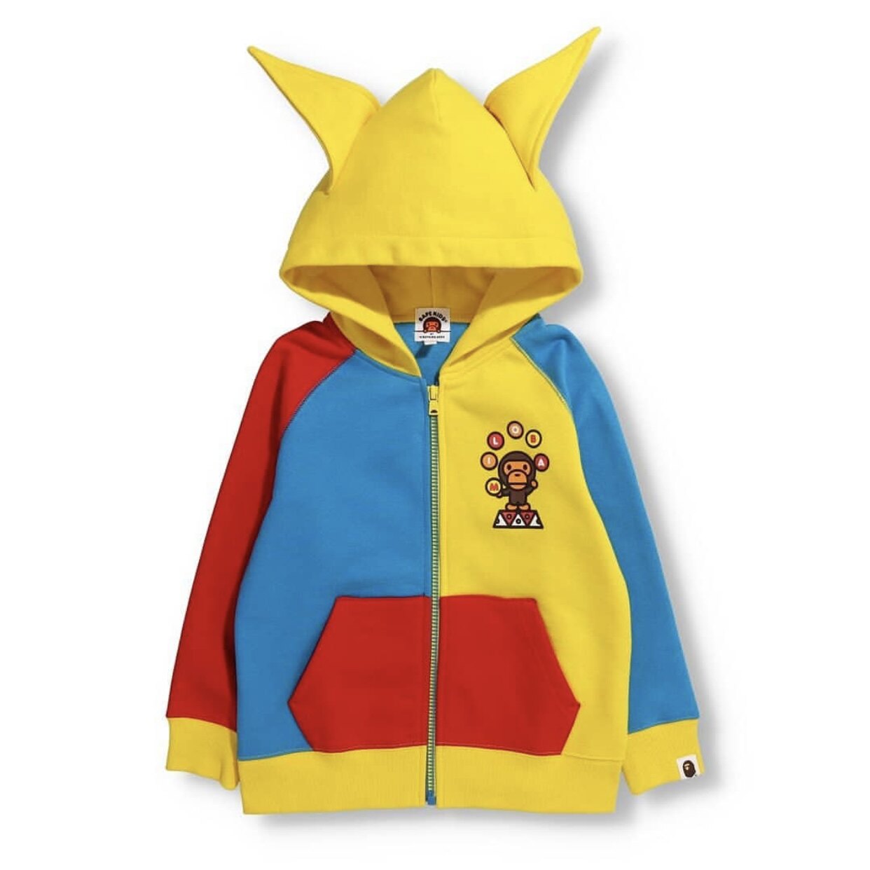 (Special domestic spot) Snow country sauce bape children's clothing circus plus velvet hooded zipper sweater jacket