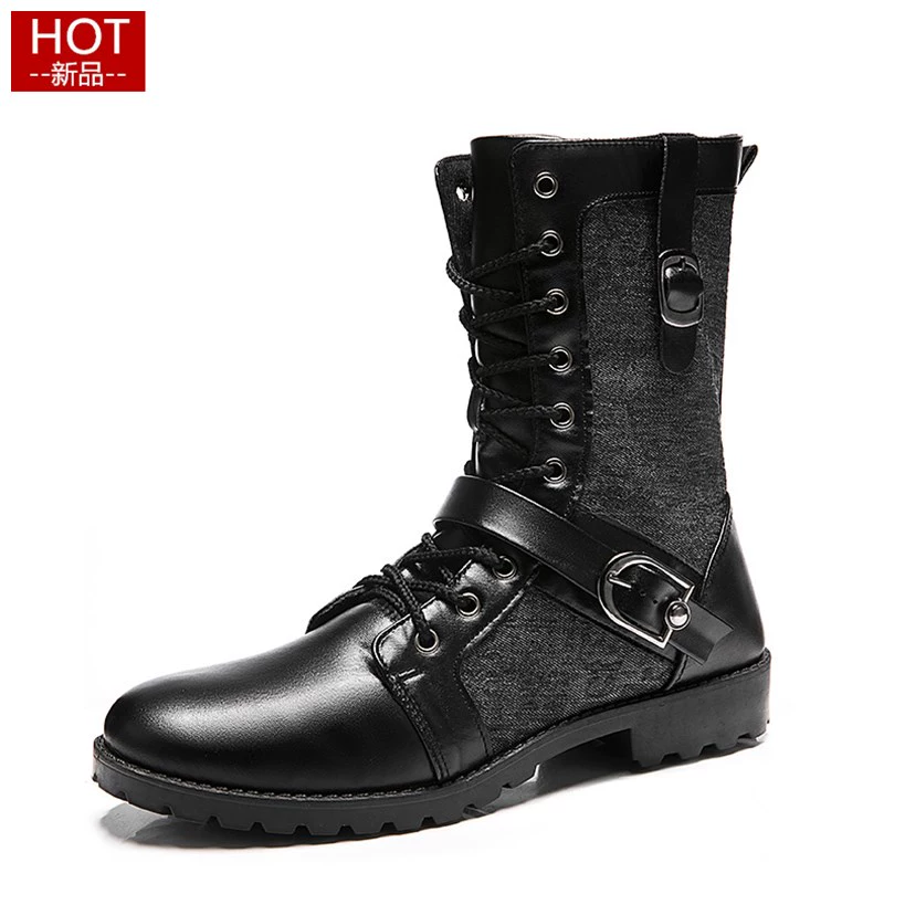 Giày Martin boots nam cộng nhung ấm áp giày bông mùa đông đen xu hướng giày da nam hàn quốc giày cao cổ dụng cụ nam - Giày ống