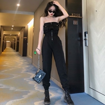 Net Red Tooling Conjoined Pants Woman Autumn Winter Thin 2022 pure desire sexy pure desire to bundle feet sexy black radish pants