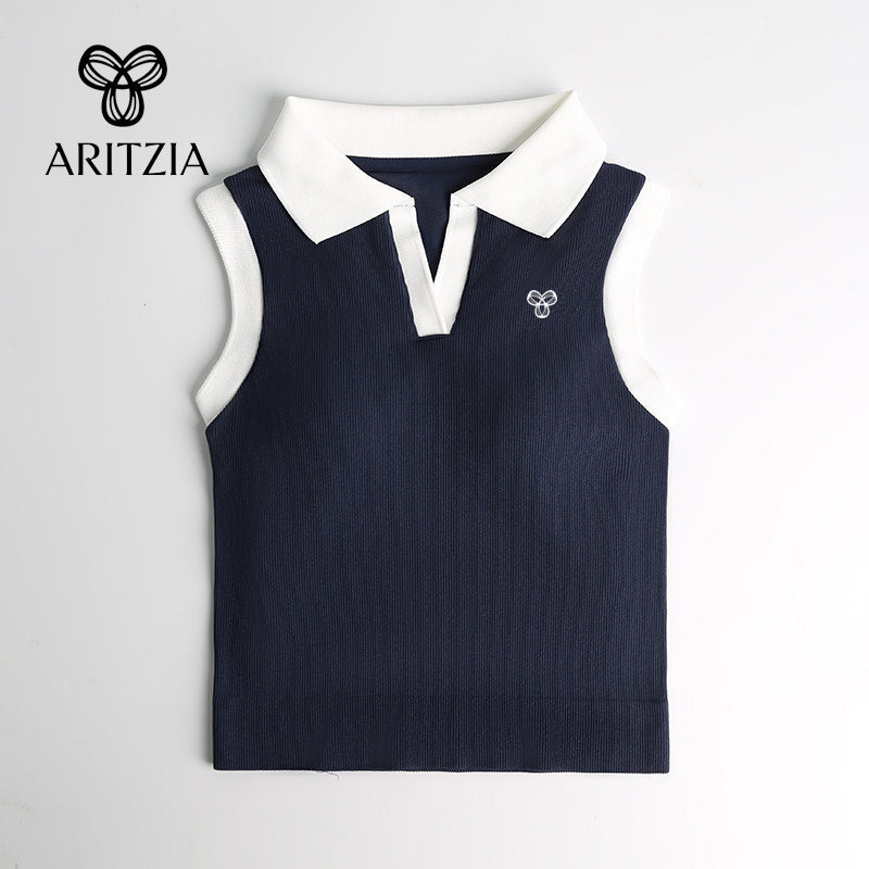 Canadian Aritzia Tna Golf Top Sports Lapel Polo Sleeveless Fitness Vest Yoga Wear for Women