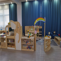 Kindergarten solid wood toy cabinet Montessori teaching aid area corner cabinet log schoolbag cabinet childrens storage and organization locker