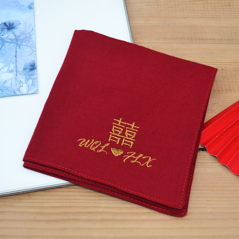 Pure Cotton Double Layer Handkeratmate Pahandbag Gift Custom Embroidered betrothed Men's sweat Sweat Embroidered sweat Business