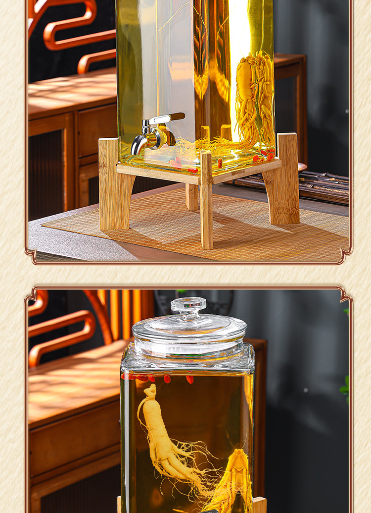 Пузырь бутылки 泡酒玻璃瓶带龙头高档密封大容量人参鹿茸养生专用酒桶酒坛酒罐子