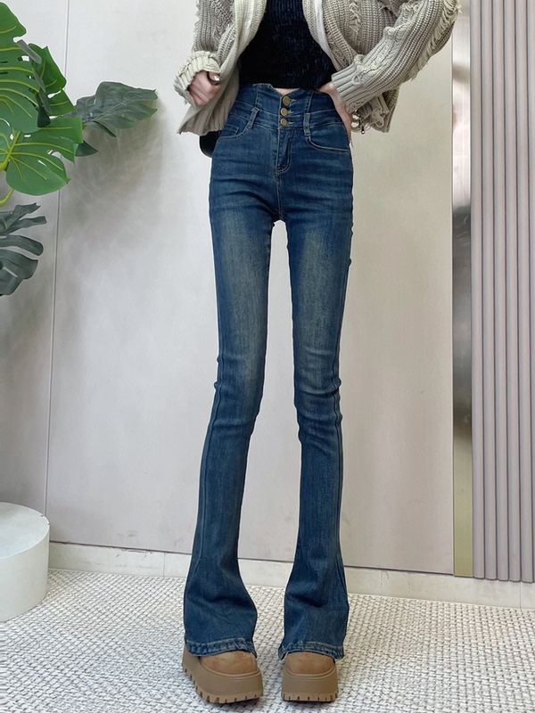 2026 New Autumn and Winter Fleece-Lined Four-Way Stretch Slim High-Waisted Retro Flared Jeans for Petite Women, Bootcut Pants 2026 New Autumn and Winter Fleece-Lined Four-Way Stretch Slim High-Waisted Retro Flared Jeans for Petite Women, Bootcut Pants