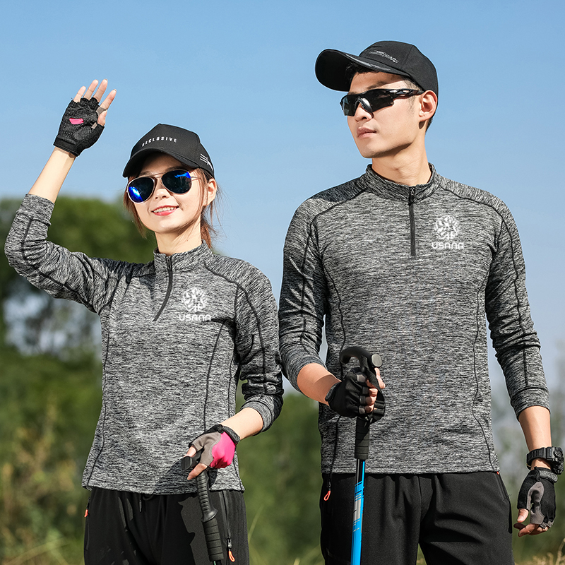 Baby clothes long-sleeved quick-drying T-shirt sports leisure running USANA fitness clothes couple outdoor sweater customization