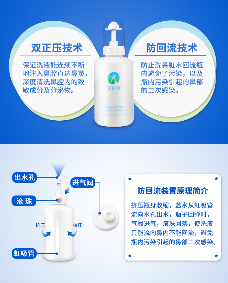 Hao Jie Kang xịt mũi viêm mũi nước mũi làm sạch mũi chống chảy ngược nước đập chậu yoga neti pot quần gym nữ