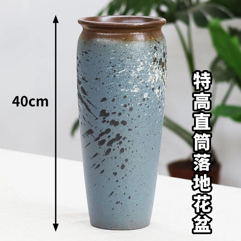 Nine-Tailed Fox Straight Cylindrical Succulent Flower Pot, Fresh Flowers and Green Plants, Ceramic Flower Pot, Graffiti Style, Simple Coarse Pottery, Household Floor-Standing