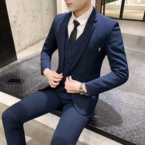 Suit suit suit mens three-piece formal business suit Korean slim groom groom wedding dress