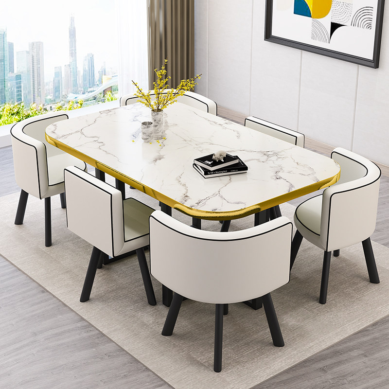 Light luxury negotiation table and chair combination modern simple personality home dining table Nordic reception leisure guests rest table and chairs