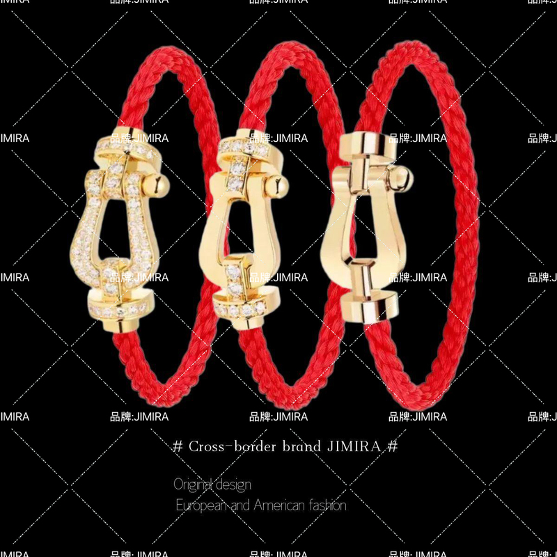 Hong Kong High-End Horseshoe Buckle Red Rope Bracelet for Women, 18K Rose Gold Nautical Bracelet for Men, High-End Feel, Good Luck Charm for the Year of Birth
