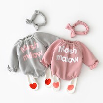 Baby spring and autumn one-piece clothes climbing to suit female baby khau foreign air pure cotton newborn clothes 0-1 years 369 years old