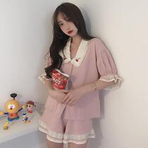 Sleepwear Woman Summer Short Sleeve Home Clothing Two Suits Summer New Korean Version Shorts Cute Teenage Girl Turns Princess Wind