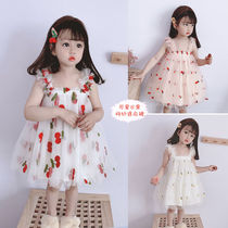 Girls dress 2021 new summer dress female baby princess skirt little girl sling puffy sand dress