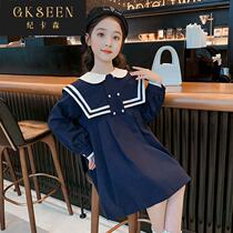 Girls spring dress 2022 new childrens princess skirt foreign style college style dress tide