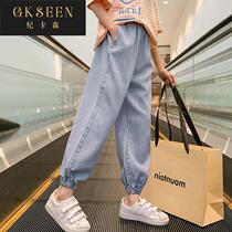 Girls Jeans Summer 2022 Childrens Fashion Casual Pants Big Boys Anti-mosquito Pants Foreign Style Thin Pants