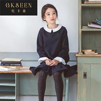 Autumn and winter girls Korean version of the dress book velvet big boy ruffled doll collar preppy childrens dress