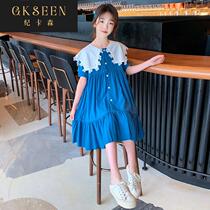 Girls dress summer childrens princess skirt foreign style 2022 new Korean version of big childrens clothing for girls