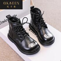 Girls Boots in Girls Boots 2022 New Fall and Winter Children Martin Boots Soft Soft Soft Base Black Inxf0308